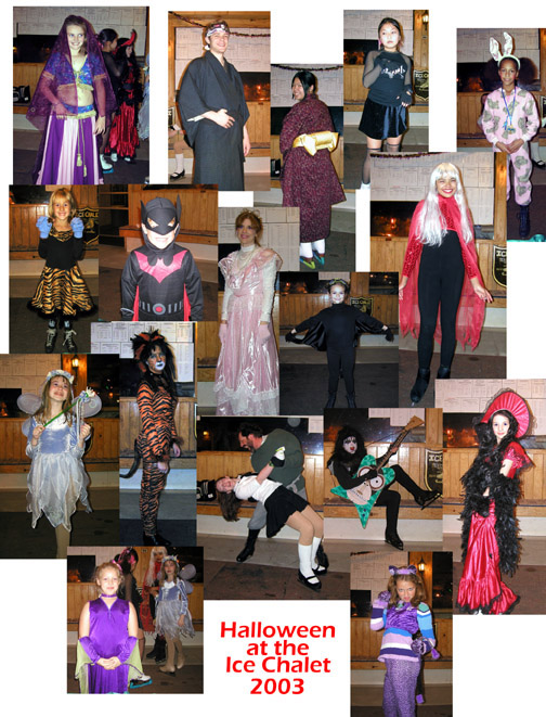 Collage of photos from Halloween party 2003