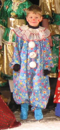 A skater dressed as a clown