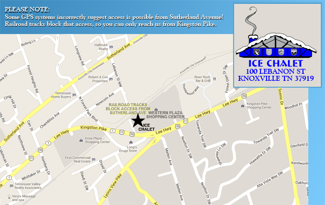 Map Ice Chalet Knoxville TN